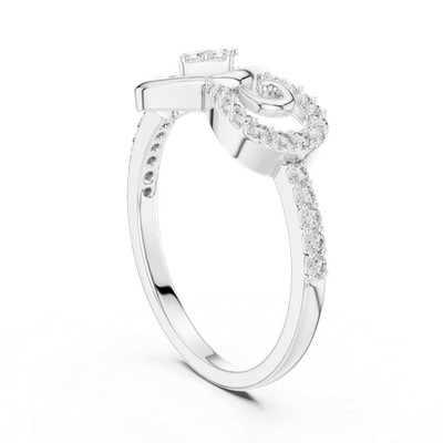White Gold Over Certified Round Diamond Test Pass Twisted Ring 28 Pc O707