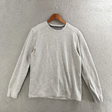 Banana Republic Shirt Mens Large Waffle Knit Crew Neck Pullover Long Sleeve Gray