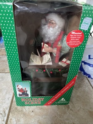 Holiday Scene Santa. Lights Up And Plays Music. Nice Condition