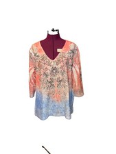 Reba Women’s 3/4 Sleeve Multicolor Sz 2XL Made In USA