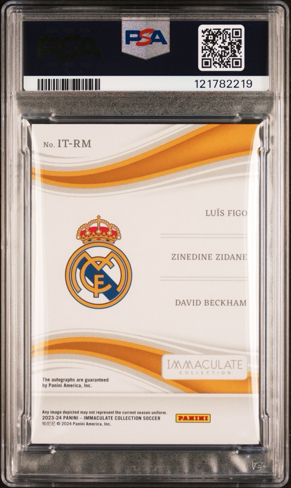 2023-24 Immaculate David Beckham Zidane Figo Triple Auto /10 PSA Real Madrid view 2