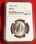 1946-D Walking Liberty Half Dollar - 50c NGC MS66 - Flashy Bright Coin *950*