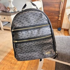 Skip Hop Saffiano Diaper Backpack Convertible Gold Zippers Geometric Print