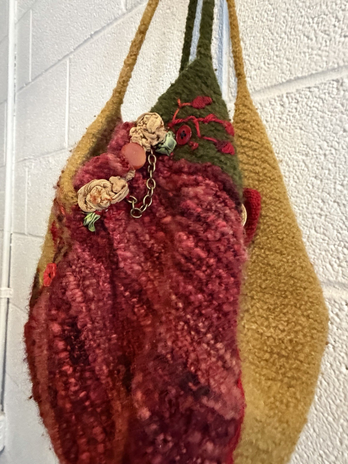 Handmade Wool Patchwork Bag Boho Cottagecore Whim… - image 3