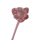 Vintage 20" Pink & White Long Stem Art Glass Rose Hand Blown Flower Murano style