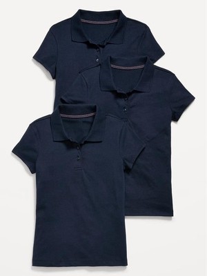 School Uniform Jersey-Knit Polo Shirt 3-Pack For Girls Size L