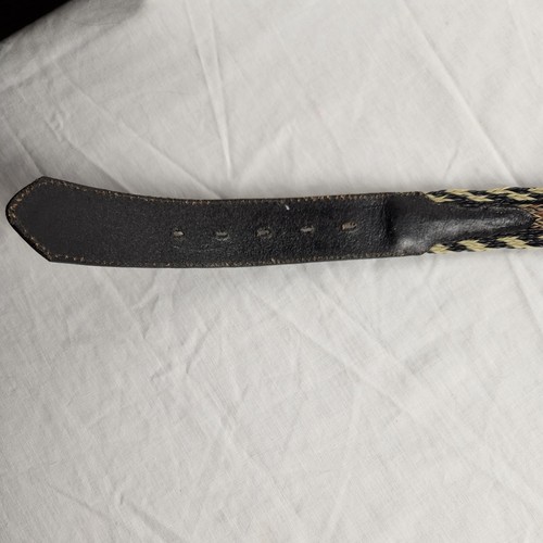 Vtg 3D BELT Braid Horse Hair Style Black Tooled Leather Silver Tone Buckle 30 - Picture 13 of 14
