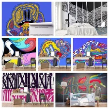 3D Graffiti Abstract Line Self-adhesive Wallpaper Removable Wallpaper Wall Mural