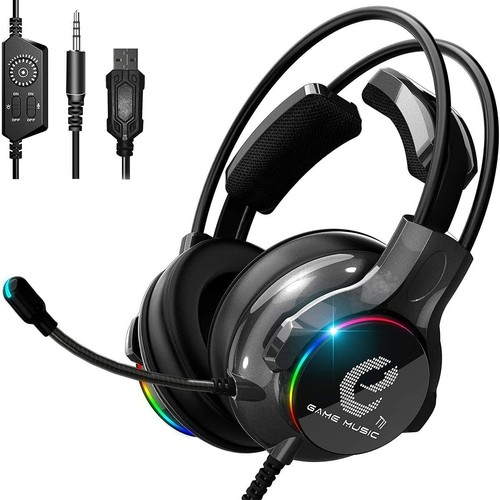 3.5mm Gaming Headset Mic LED Headphones 