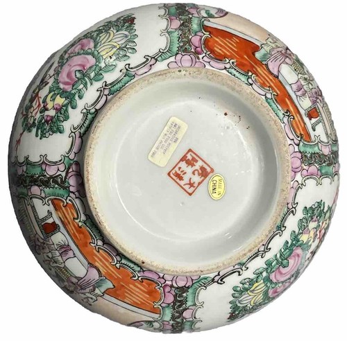 "VINTAGE CHINESISCHE PORZELLANSCHALE FAMILIE ROSE MEDAILLON HANDBEMALT 10"" x 4""" - Bild 6 von 7
