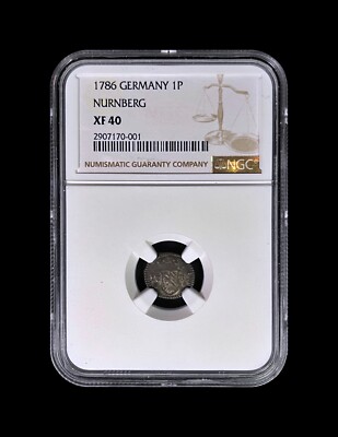 GERMANY. 1786, 1 Pfennig, Silver - NGC XF40 - Top Pop 🥇 Nurnberg