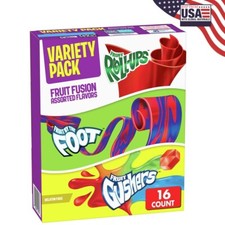 Fruit Roll-Ups, Fruit by the Foot, Gushers, Snacks Variety Pack, 16 ct