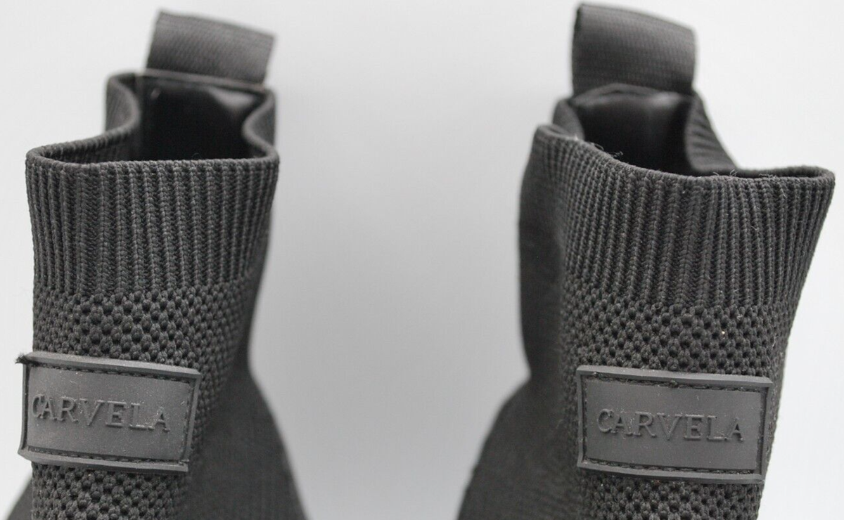 CARVELA Black Jetson Sock Stretch-Knit High-Top Trainers Size EU38