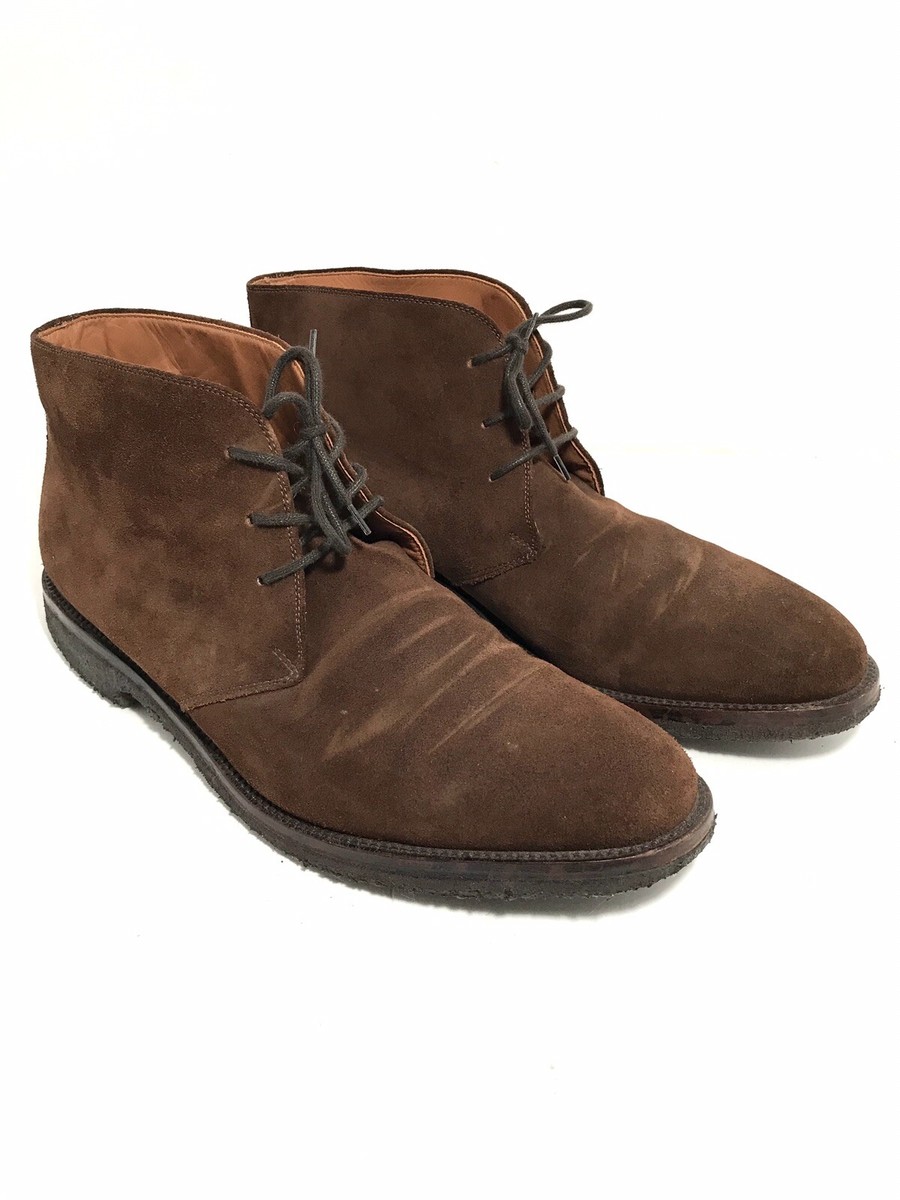 Facconable Mens Leather Suede Brown Chukka Boots Size 13