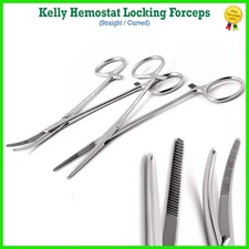Kelly Hemostat Locking Forceps Straight Curved 14cm Surgical Clamps Dissection