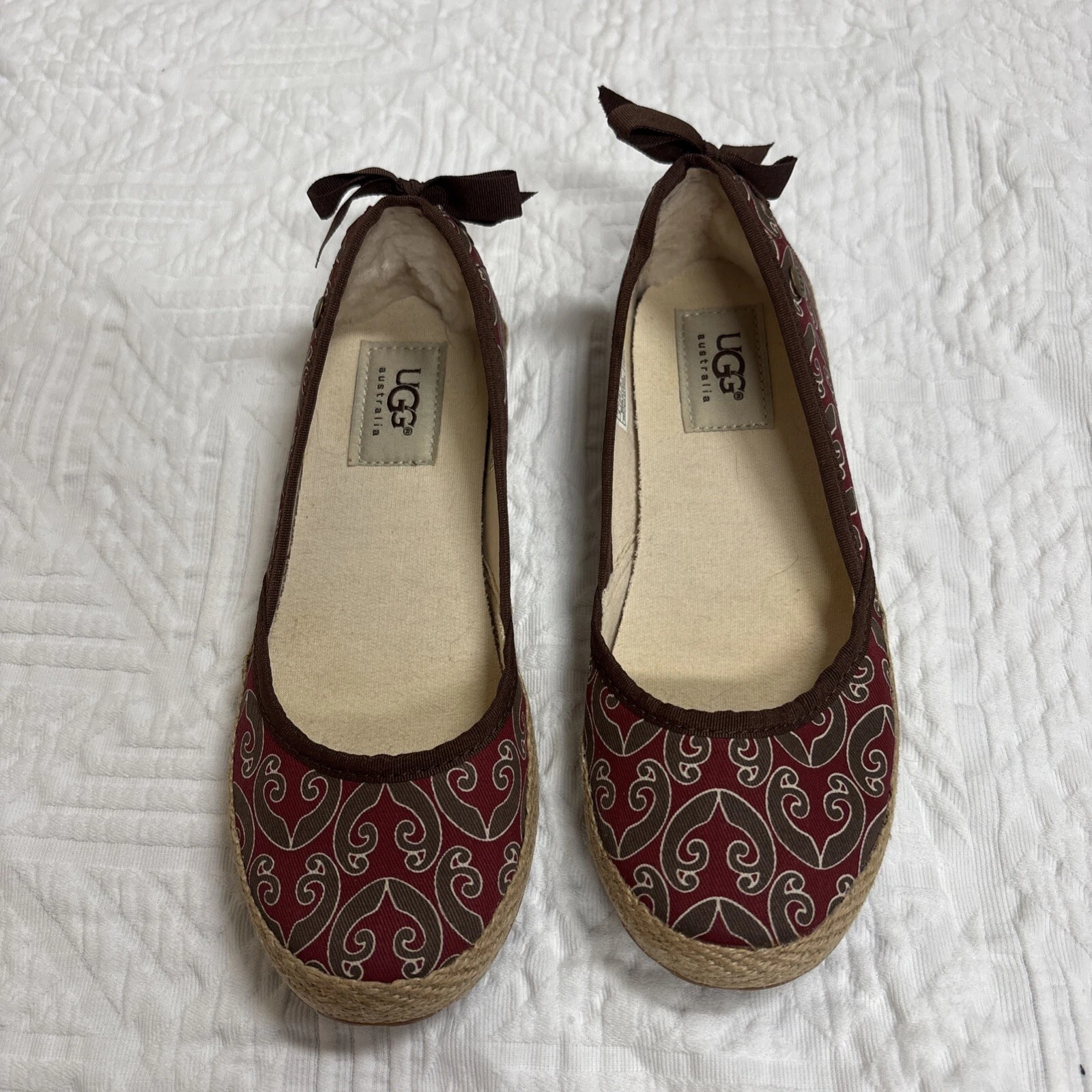 Ballerine Ugg donna marrone bordeaux slide espadrillas taglia 5