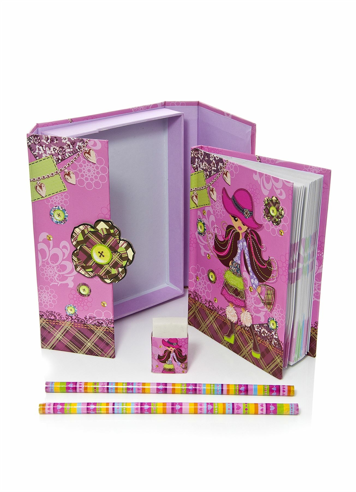 Mousehouse Girls Pink Trendy Girl Boxed Children's Notebook Gift Set Medium