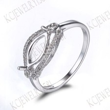 STERLING SILVER 925 10X5MM MARQUISE SEMI MOUNT NATURAL DIAMOND ENGAGEMENT RING