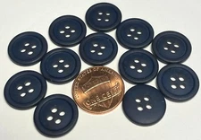 12 Matte Very Dark Navy Blue Sew-through Plastic Buttons 15mm Almost 5/8" 12712