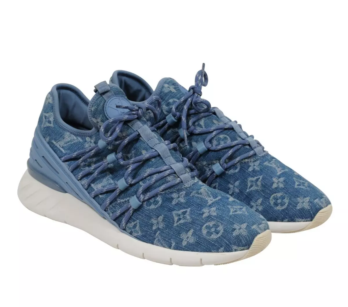 Louis Vuitton Men Fastlane Sneakers US 8.5 LV7.5 Blue Denim Lv Logo Monogram  Low