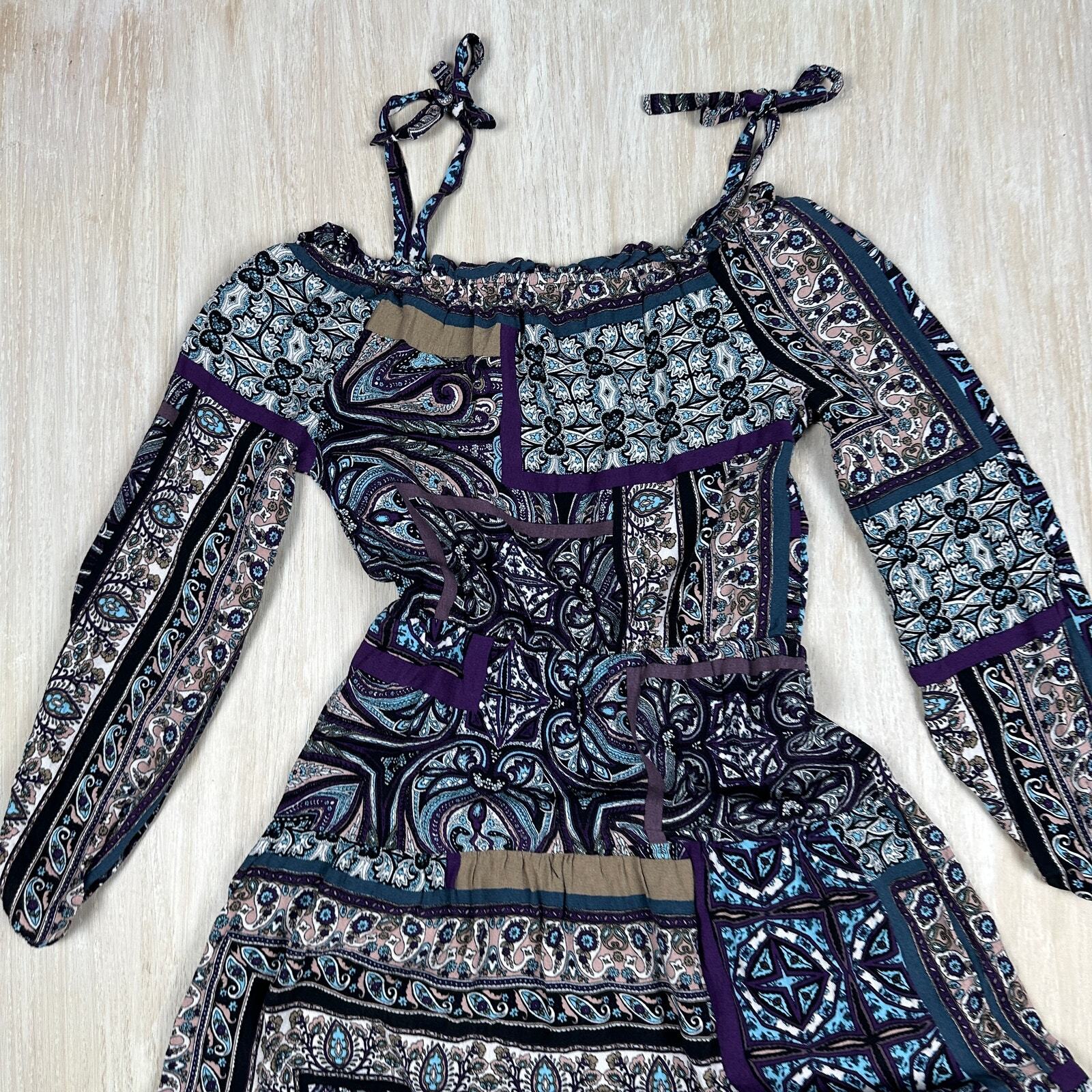 ASOS Patchwork Boho Romantic Cold Shoulder Cottag… - image 16