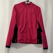 New Balance Windbreaker Jacket Pink Black Womens Size Medium Guc E100