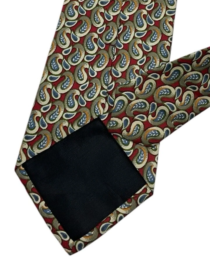 Corbata HUGO BOSS ETIQUETA BLANCA Roja/Verde/Beige Paisley Seda LUJO ITALIA Foto 4 de 4