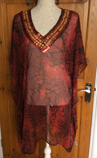 Ladies Beach Kaftan by Boohoo  Size M Red Mix Animal Print NWT **SALE**