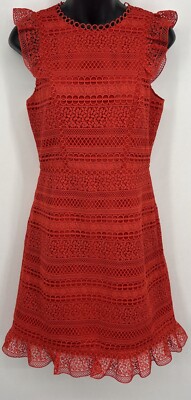 j crew red eyelet dress Red Eyelet Lace Short Sleeve Dress