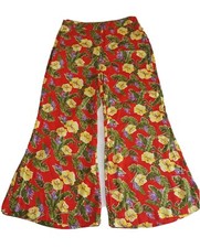 Y2K Urban Outfitters Leilani Floral Kick Flare Pants Festival US 2 Boho Red