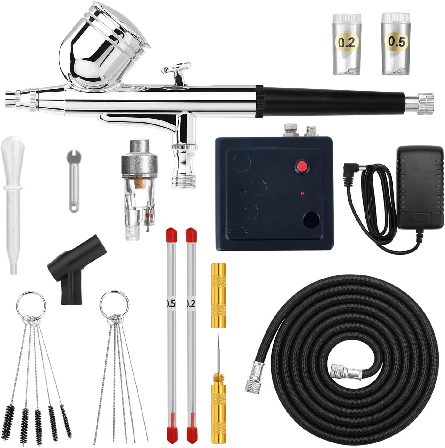 Kit aérographe double action avec mini-compresseur pour maquillage et pâtisserie
