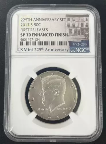 2017 S 225th ANNIVERSARY 50C First Releases NGC SP70 ENHANCED FINISH