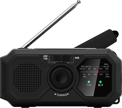 Kaito V5 Emergency AM FM Weather Radio Solar Panel Crank LED Flashlight Black