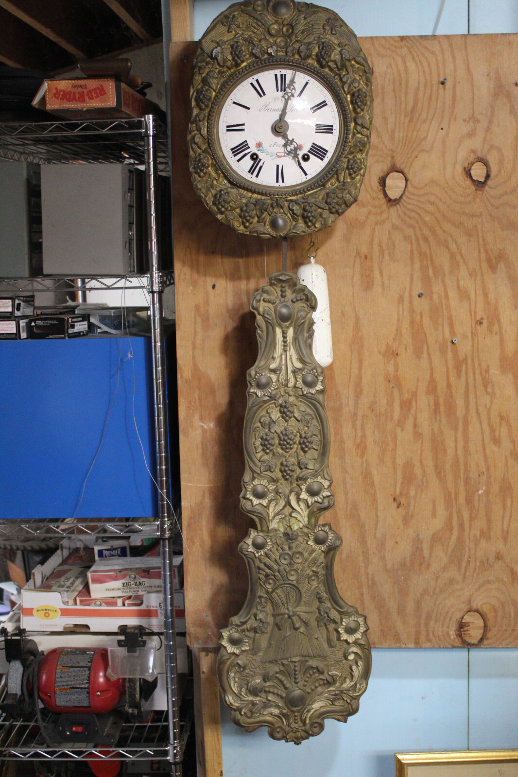 Antique Morbier Wall Clock, Complete, for parts or repair eBay