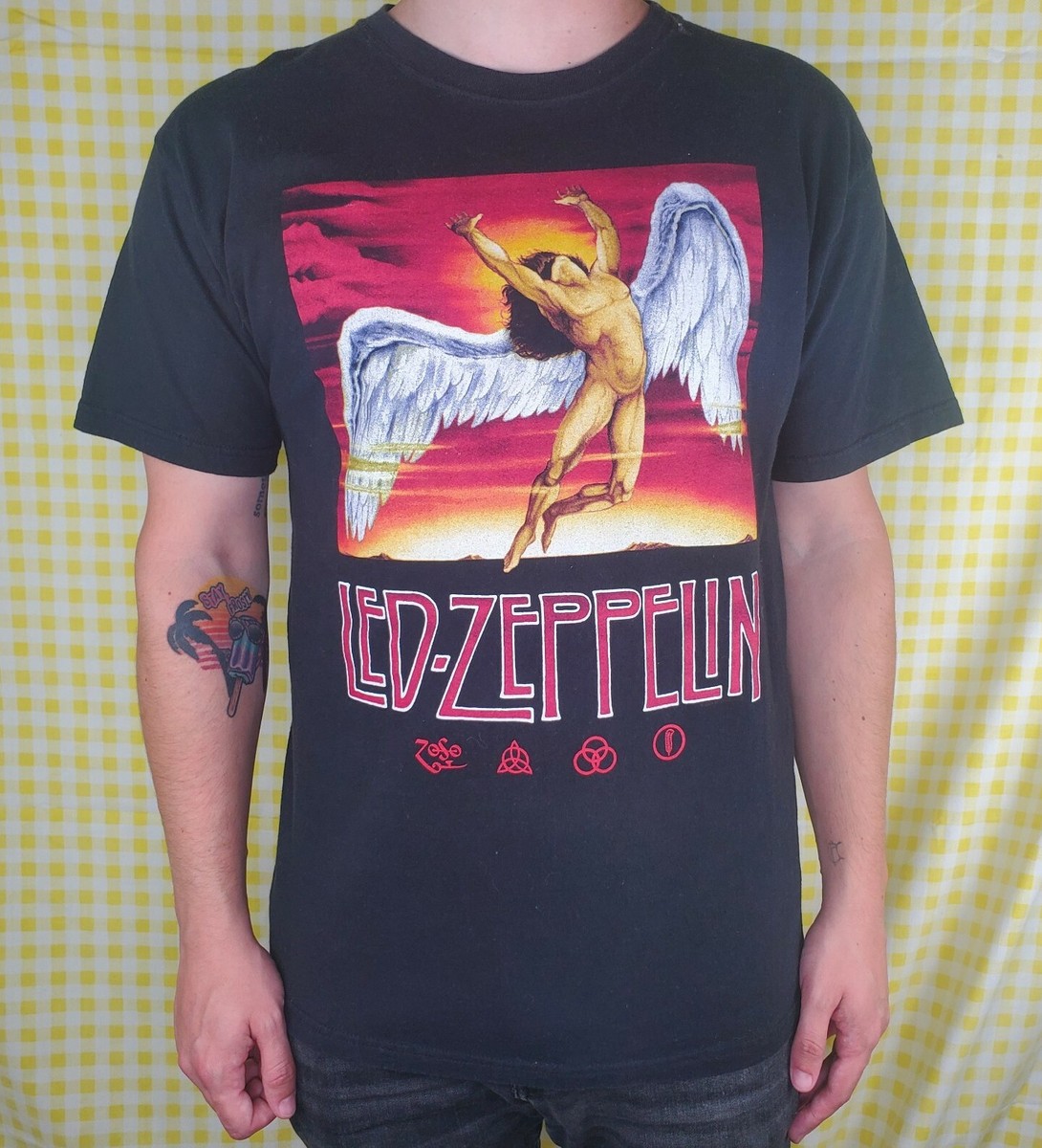 VTG Led Zeppelin Swan Song Black Album Hanes Heavyweight Rock T