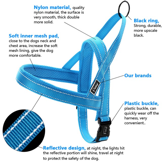 No Pull Reflective Adjustable Dog Harness with Handle Yorkie Rottweiler