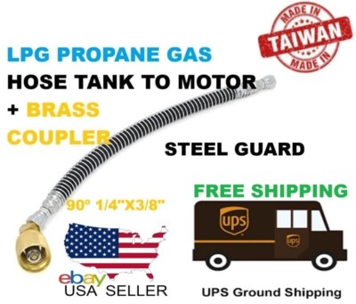 FORKLIFT PROPANE TANK HOSE 24'' LONG 2 FEET WITH COUPLER STEEL GUARD RR014-24-F