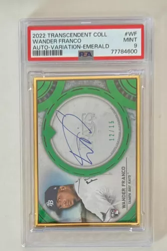 2022 Transcendent Topps WANDER FRANCO Emerald Variation Auto /15 PSA 9 MINT