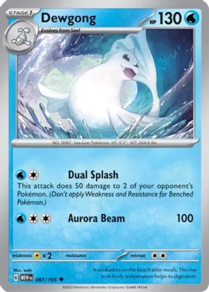 Pokemon Dewgong - 087/165 - Uncommon NM-Mint Scarlet & Violet - 151