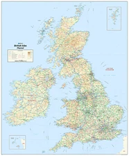 British Isles Physical Map - Map of Great Britain, Physical Poster of the UK
