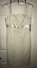 New TAHARI Arthur S. Levine Coby Dress sz 2 Ivory White Cocktail Party Dress