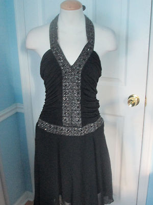womens beaded halter assymetrical dress cache look                  #340