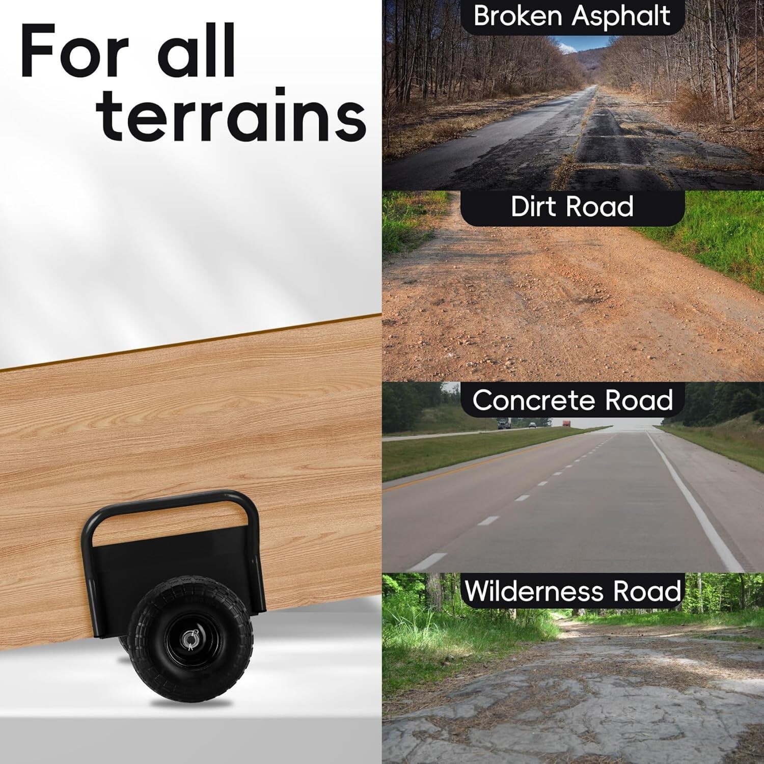 Heavy Duty Panel Dolly Slab Dolly 2 Comfortable Handles 10" Rubber Tires 1000lbs