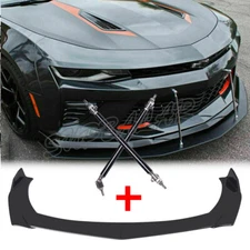 70"Glossy Black Front Bumper Lip Splitter Spoiler+ 15CM Strut Rods For Buick US