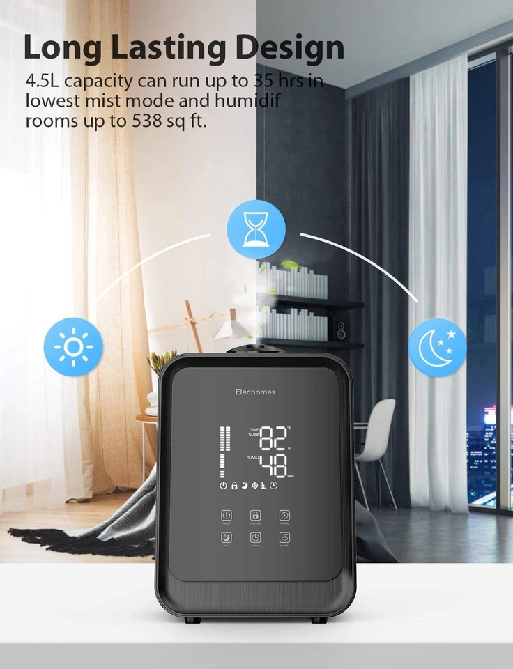 Elechomes Ultrasonic Humidifier 4.5L(1.19Gal) Vaporizer Cool Mist for Large Room - Image 4 of 4