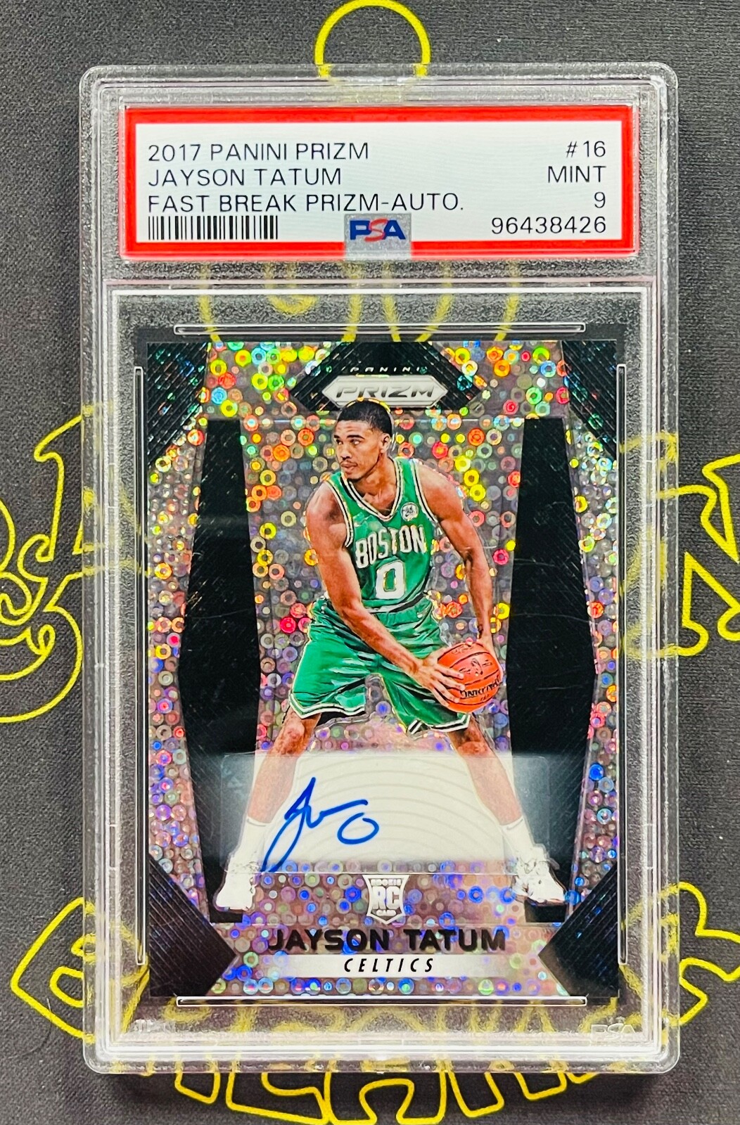 2017-18 PANINI PRIZM - JAYSON TATUM - ROOKIE - AUTO - F.B. PRIZM - #16 - PSA 9