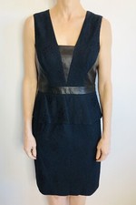 David Lawrence Atelier Size 10 Navy Blue Peplum Pencil Dress Australian Designer