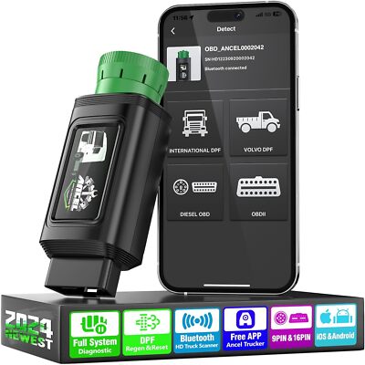 ANCEL HD120 Bluetooth Heavy Duty Truck Scanner Diesel Scan Tool DPF Forced Regen