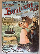 Original  Casino De Boulogne Sur Mer Poster Golden Palace Paris France 1970s