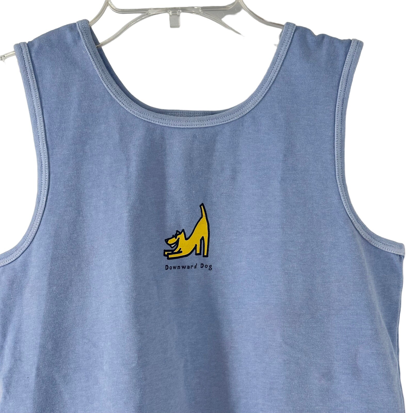 Life Is Good Tank Top Downward Dog Yoga Yogi Blue Womens Size S Small